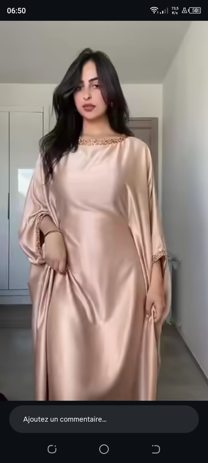 Robe satin rose champagne 