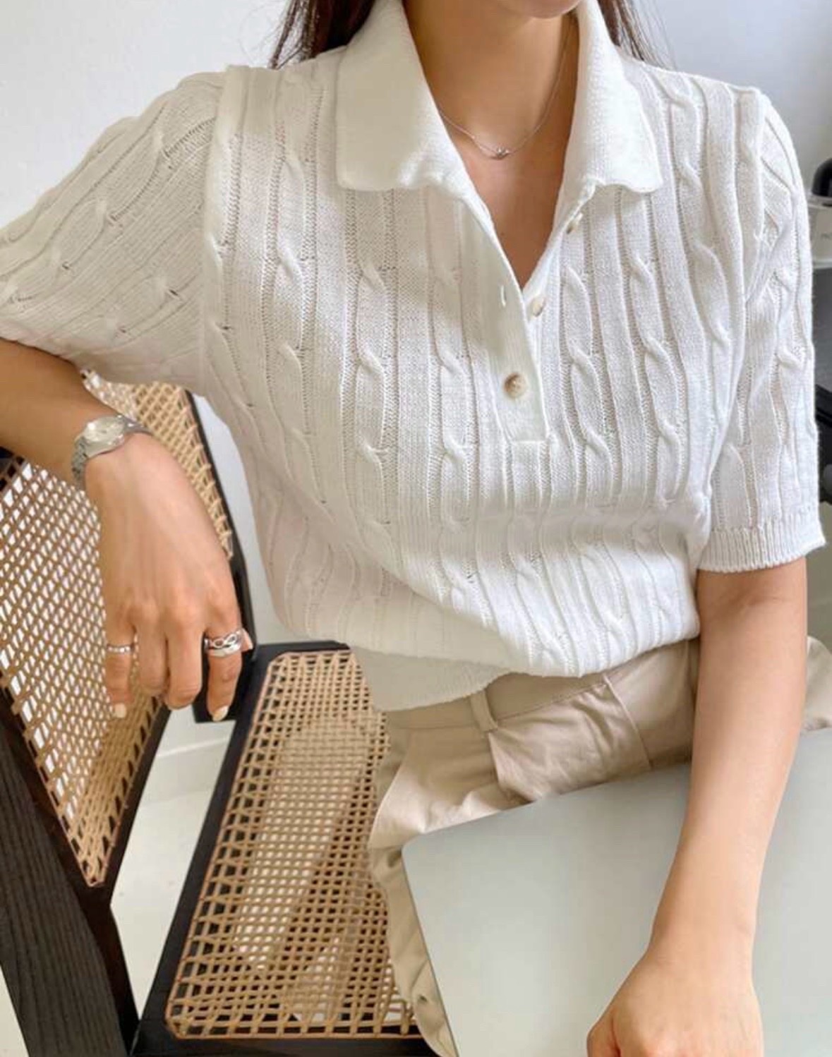 Polo knit top