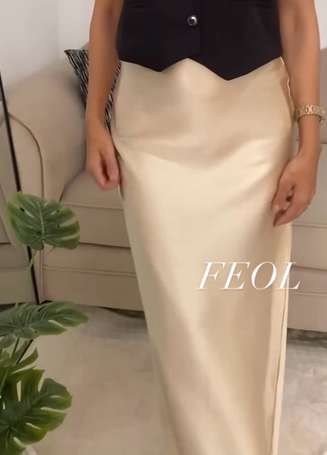 Jupe satin midi