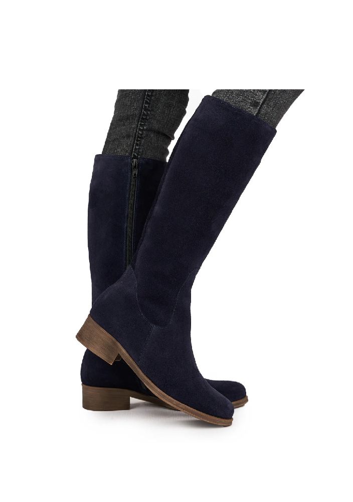 Bottes femme. bleu marine effet faux daim.  Pointure 41