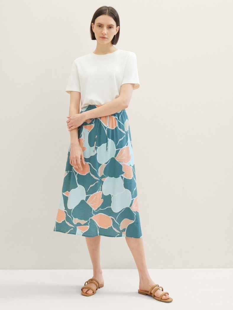 TOM TAILOR Jupe longue multicolore fleurie avec une coupe droite et liens. Taille 38/M ÉTAT PARFAIT 