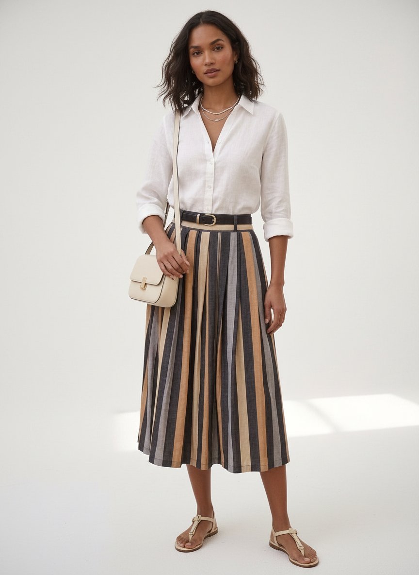 Jupe midi en viscose.  Taille 40/L