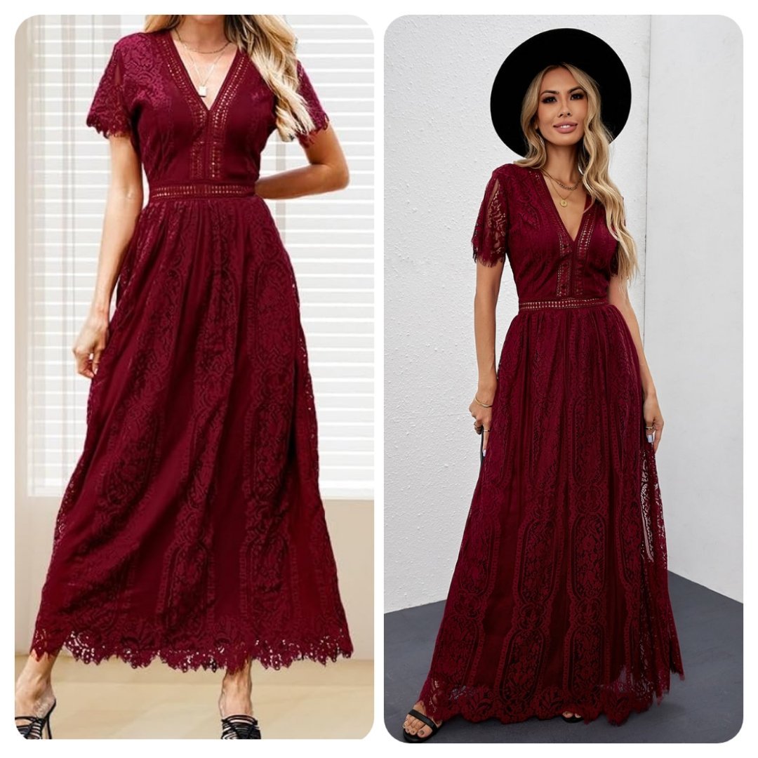 Robe maxi en guipure.  Taille 38/M