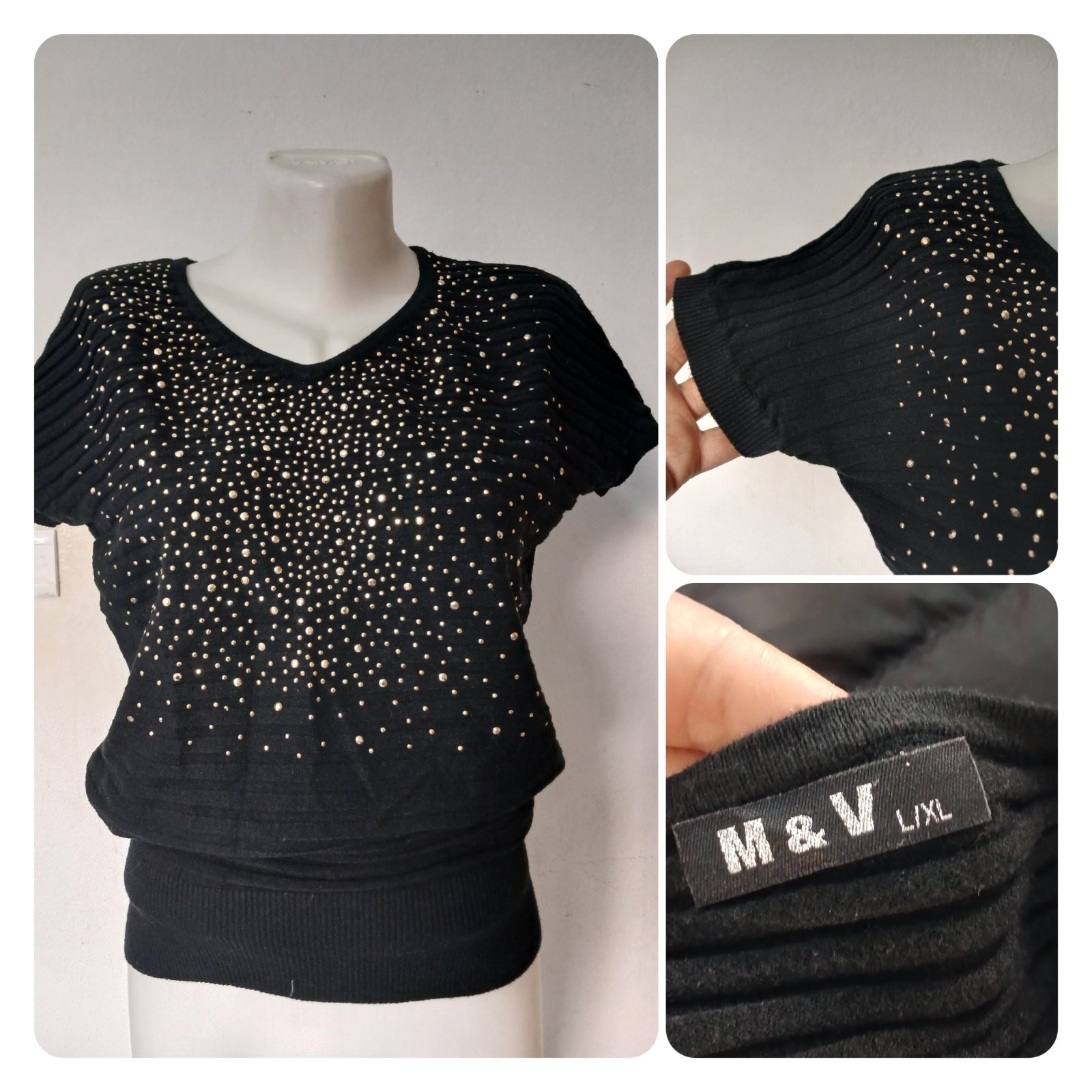 Pull à manches courtes M&V. Taille L/XL. Extensible 