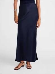 Zara navy bleu satin laxi skirt 