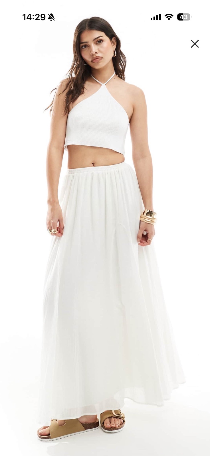 ASOS maxi skirt in off white 