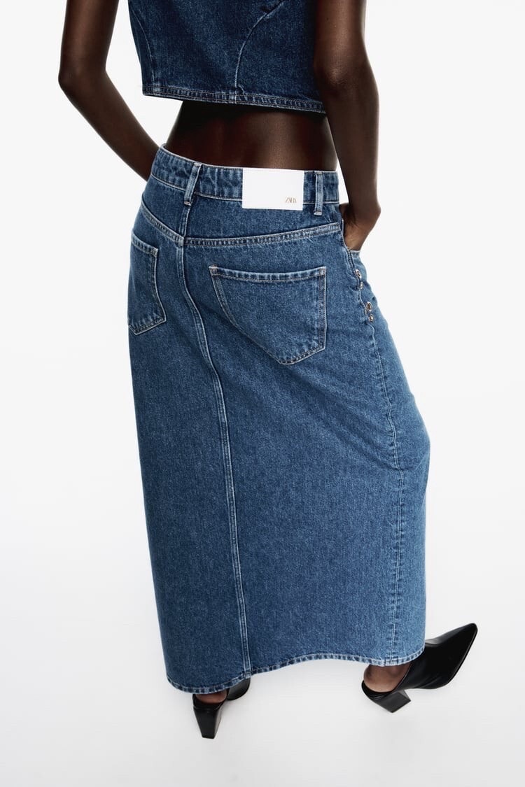 Zara maxi denim skirt 