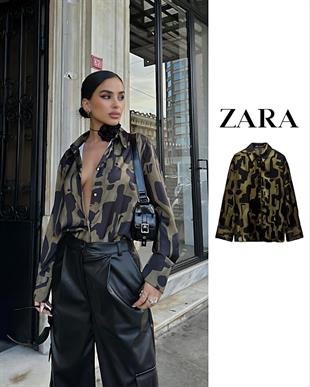 Zara printed satin blouse 