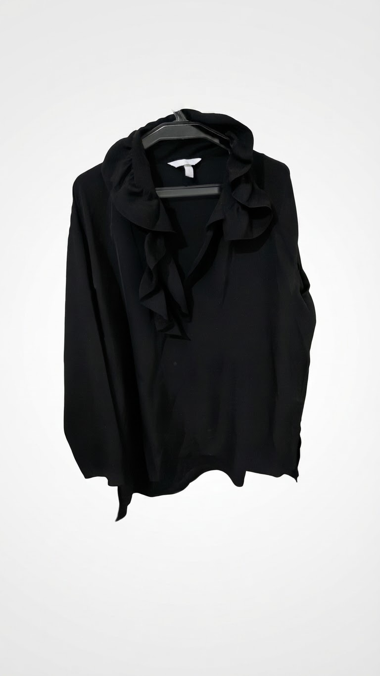 HM ruffled neckline satin blouse