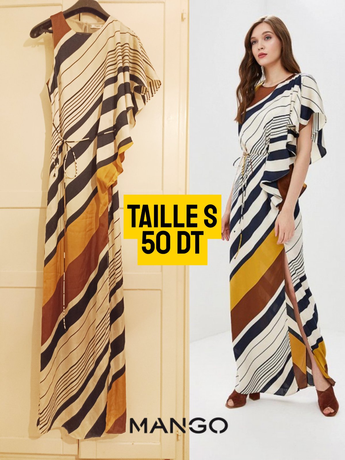 MANGO – Robe asymétrique à rayures