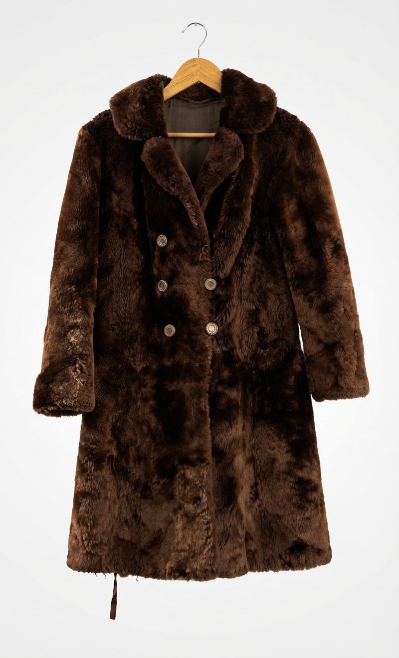 Manteau en fausse fourrure marron 