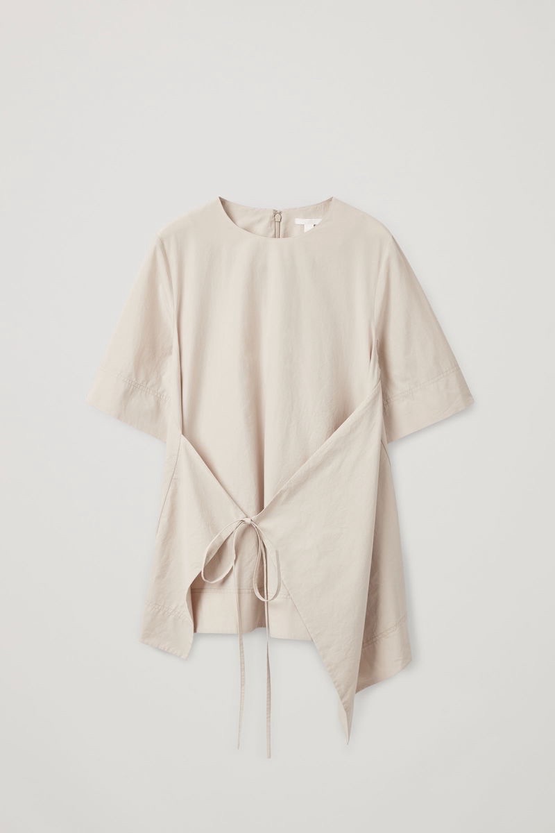 Asymmetric Wrap Top Beige 