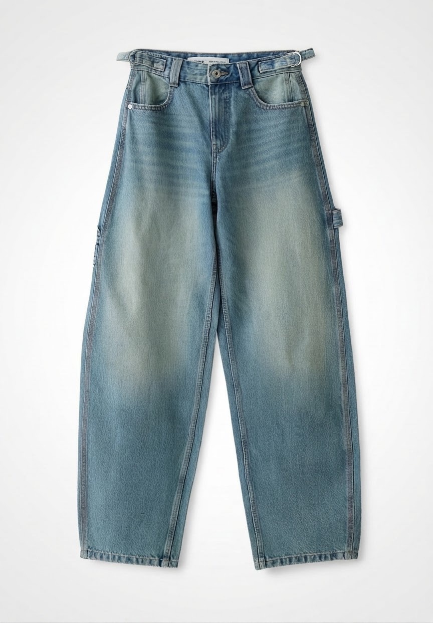 Bershka baggy balloon blue jeans