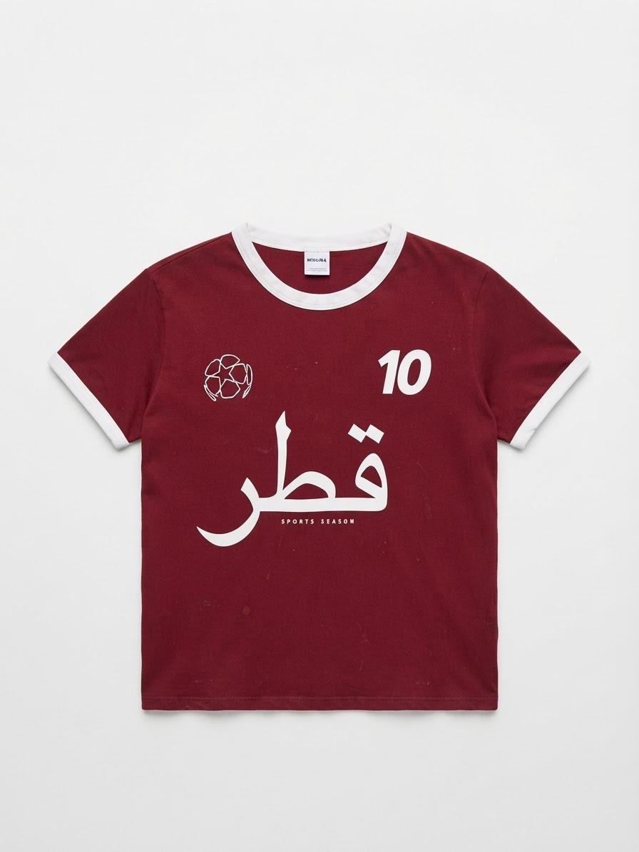 Trendy world cup original bershka shirt burgundy Quatar