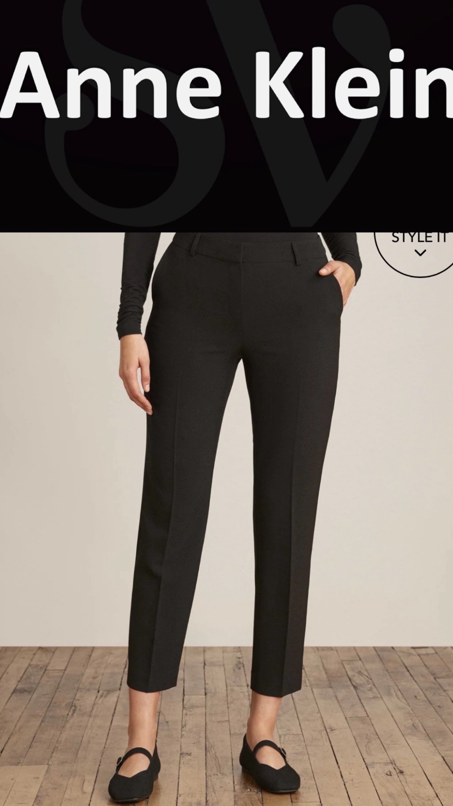 🖤 Pantalon chic ANNE KLEIN – Noir – Coupe droite