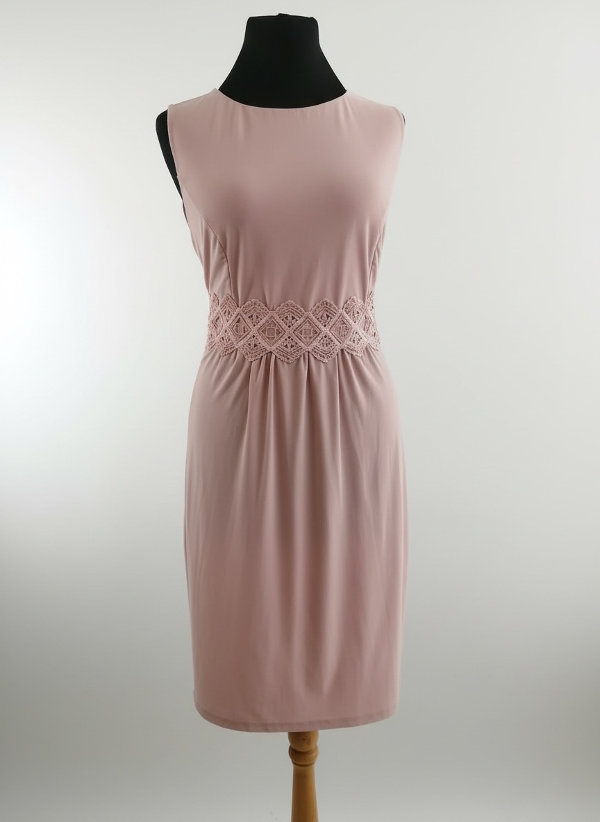 🩷🩷Robe élégante rose poudré, coupe midi près du corps ✨🩷