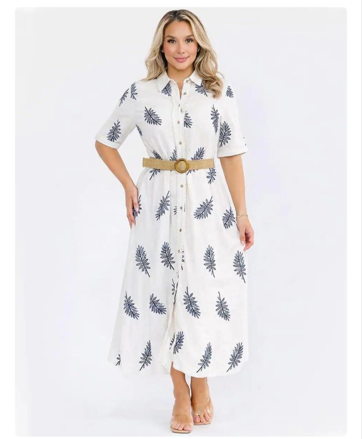 Solde Robe 9amraya brodée couleur disponible en photo 2 taille 40/42 importation avec ceinture 