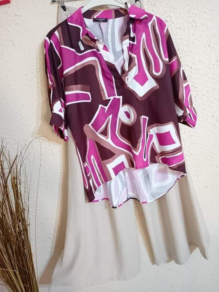 Set pantalon taille haute 9amraya extra large et chemise 