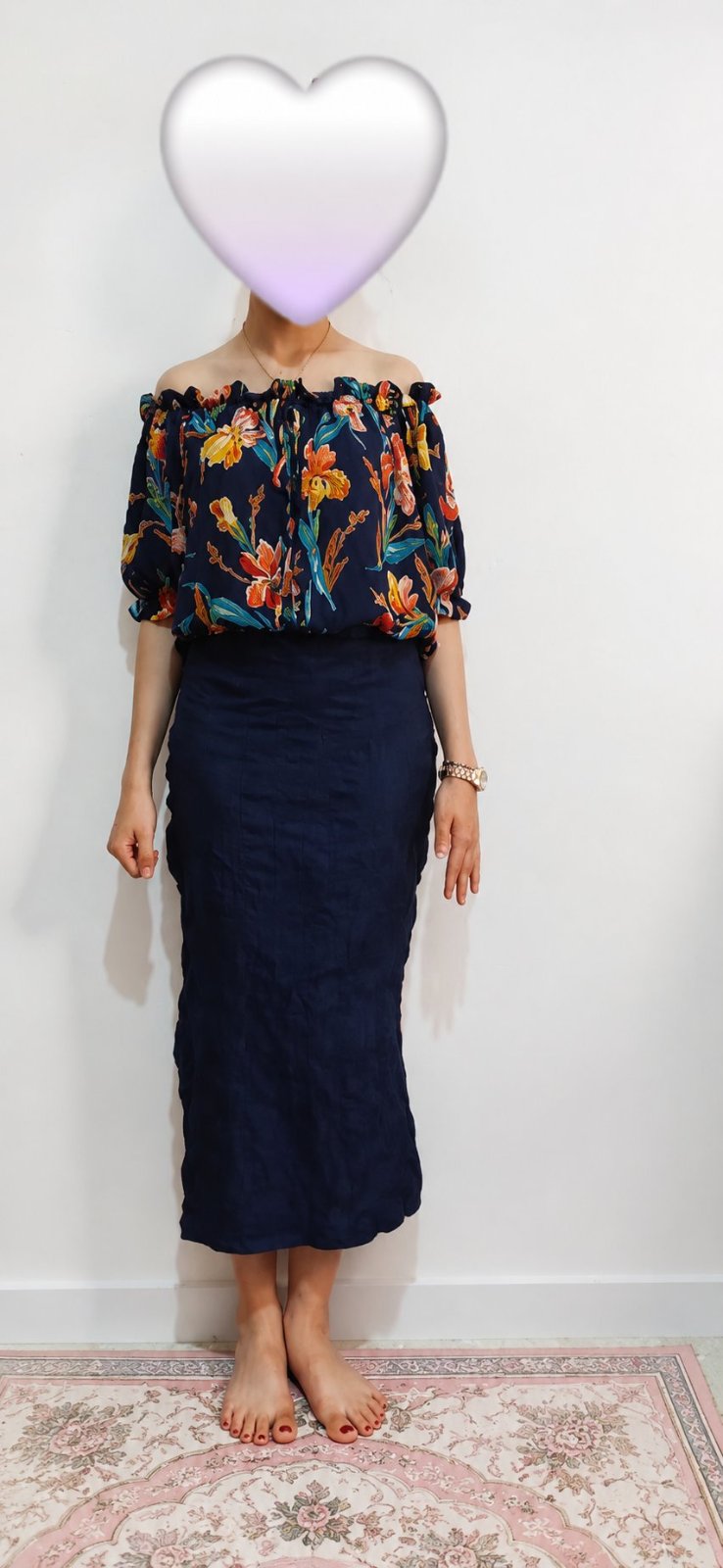 Jupe Zara Midi taille S bleu marine jamais porté 
