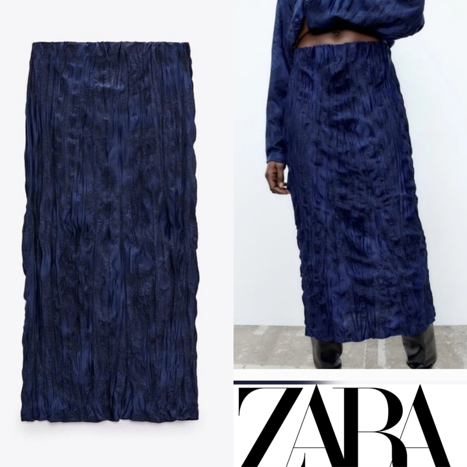 Jupe midi bleu marine zara taille S 