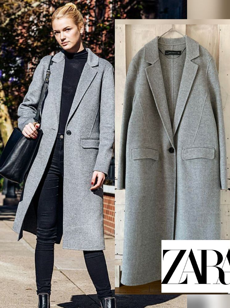 Manteau long Zara gris sans doublure