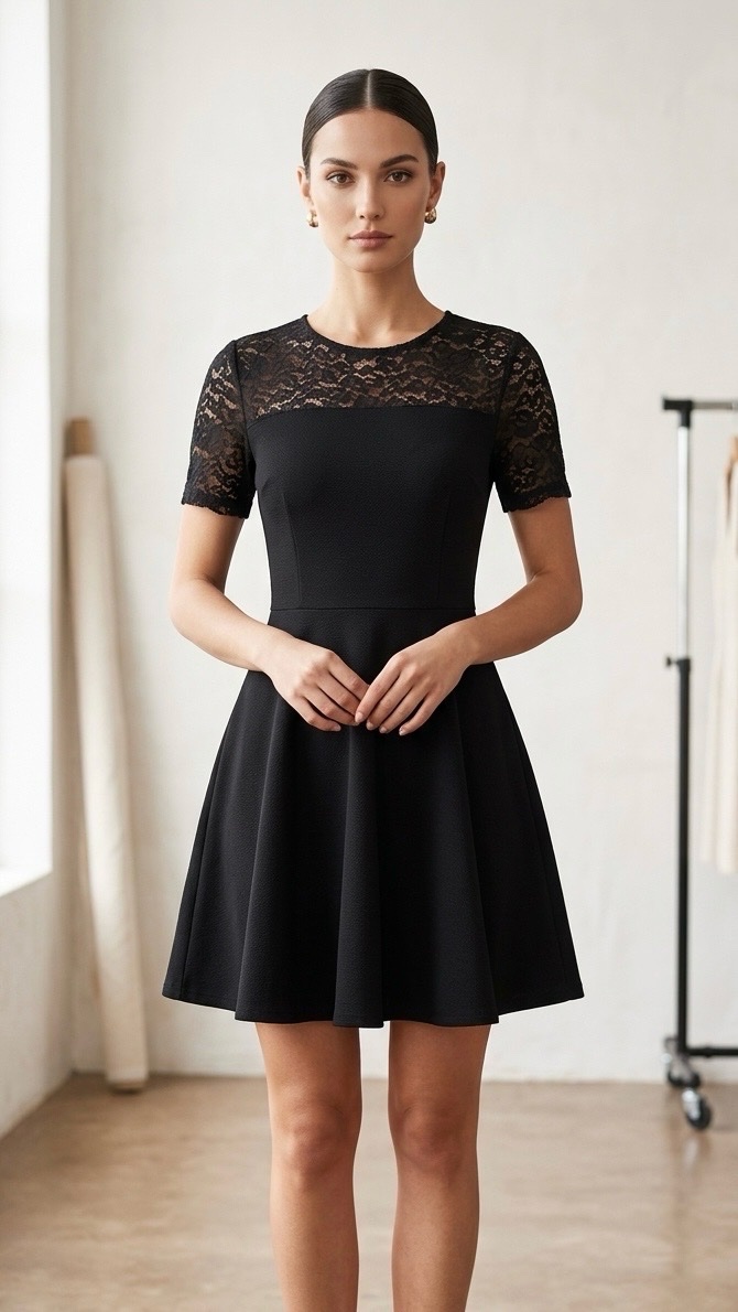 Petite robe noire en dentelle Jennyfer – Taille M