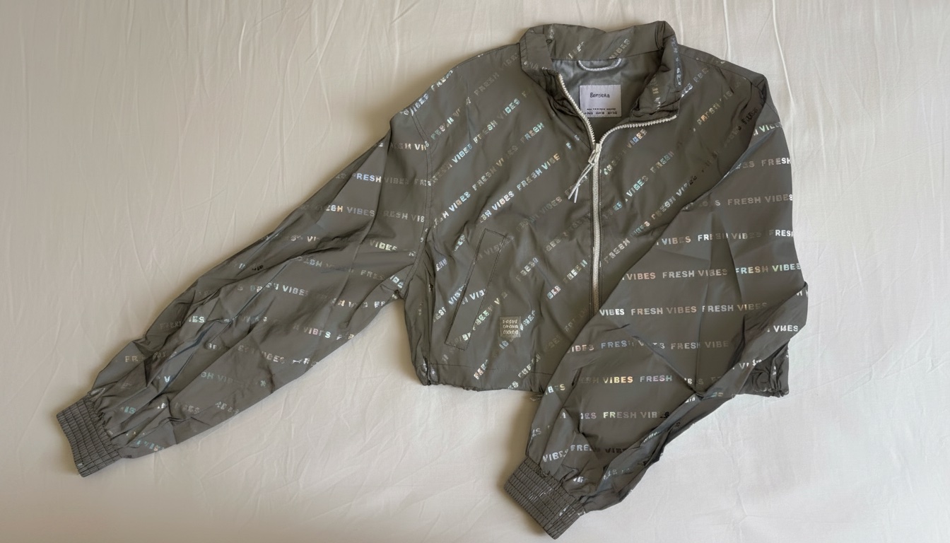 Veste courte métallisée Bershka "Fresh Vibes"