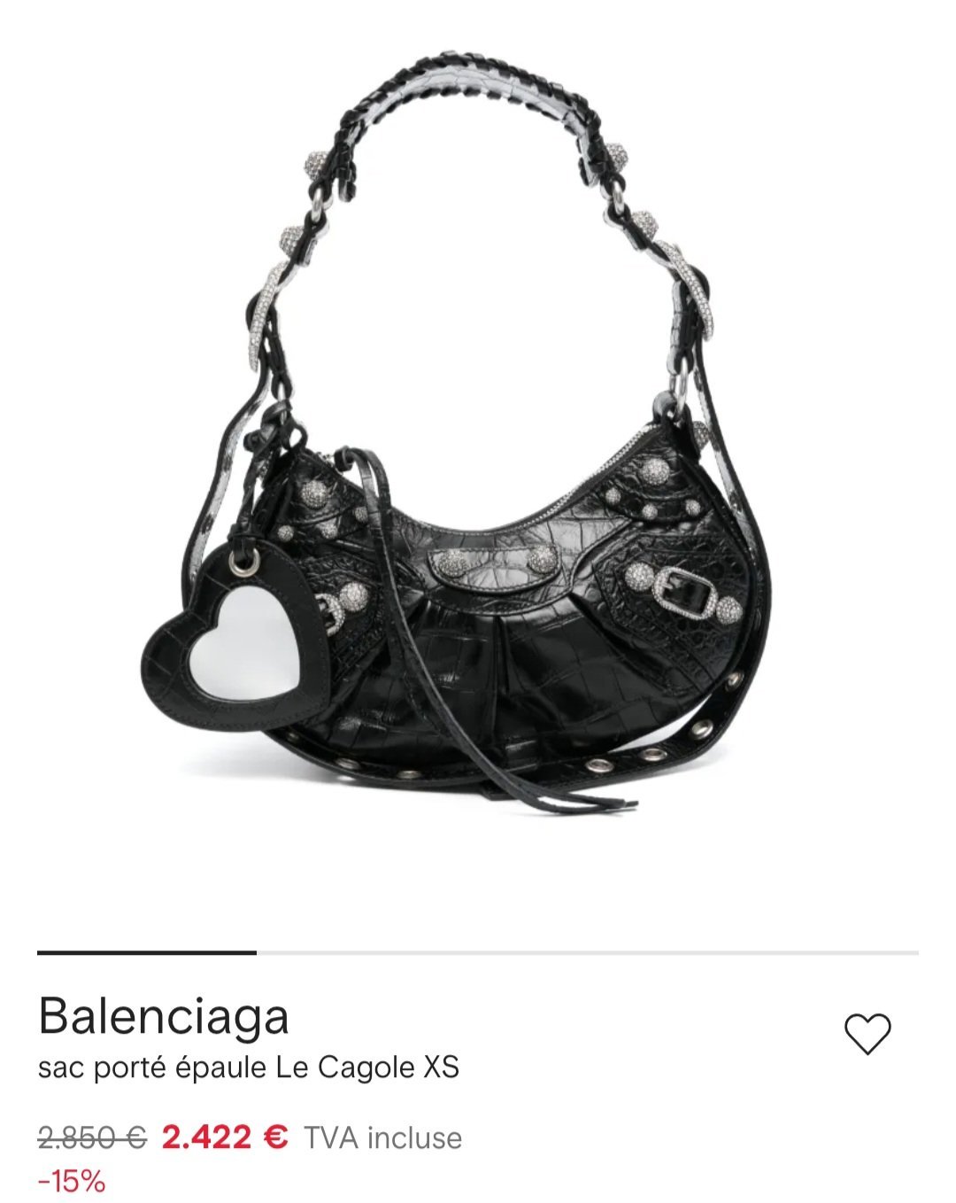 🔥🔥Sac Balenciaga AUTHENTIQUE style Cagole XS Noir avec strass – Bandoulière rapportée🔥🔥