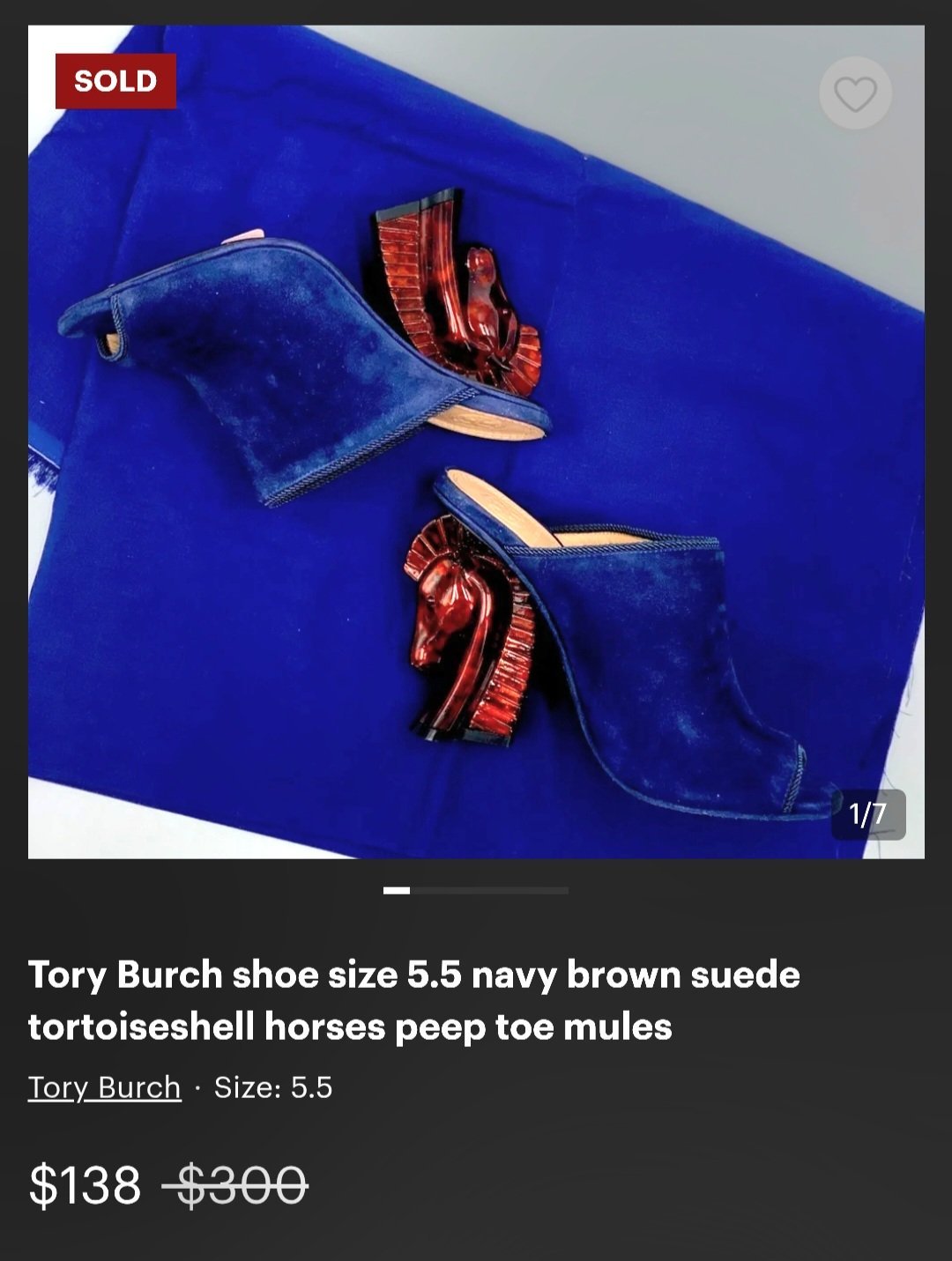 💙🔥Mules authentiques TORY BURCH en daim bleu marine💙🔥