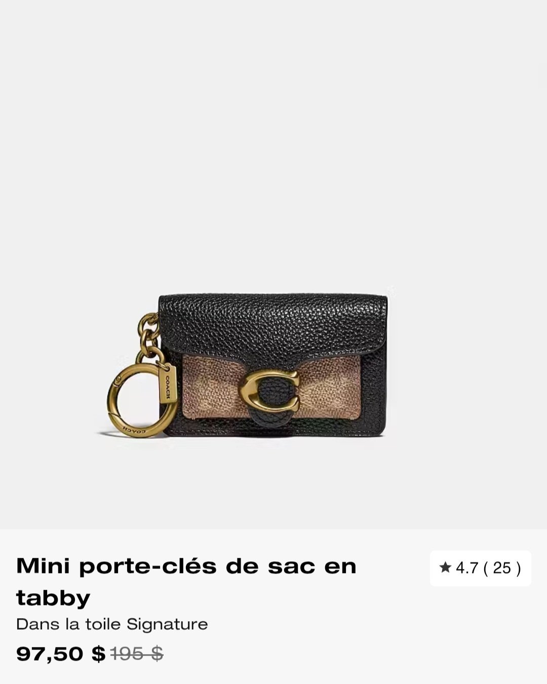 ❤️🤎🩷Bijou de sac / Porte-clés COACH Mini Tabby – Authentique❤️🤎🩷