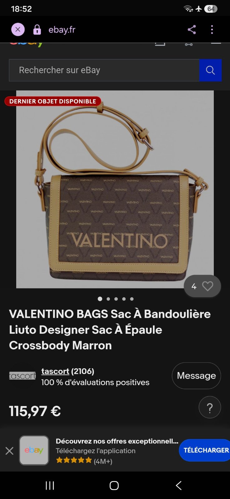 🤎Sac bandoulière Valentino Bags authentique – Motif monogramme marron & beige🤎
