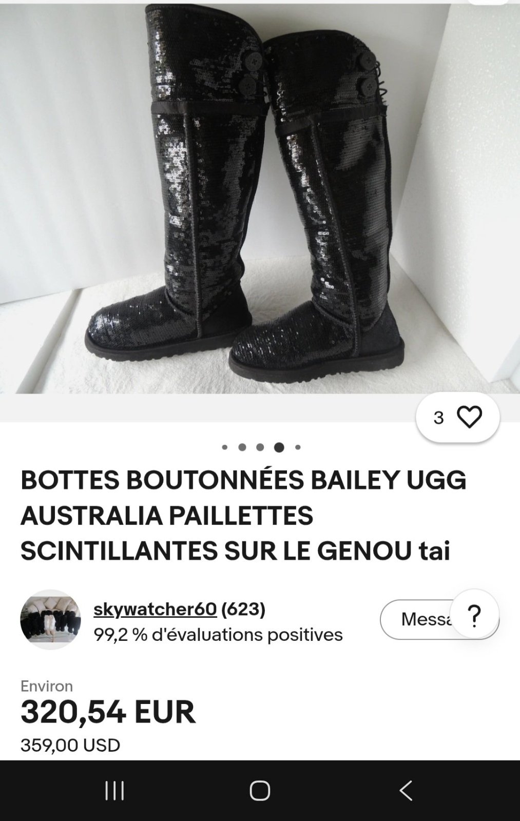 🖤🖤🖤Bottes UGG authentique Australia - Modèle rare Over-the-Knee Bailey Button Sparkles - Pointure 38.5🖤🖤🖤