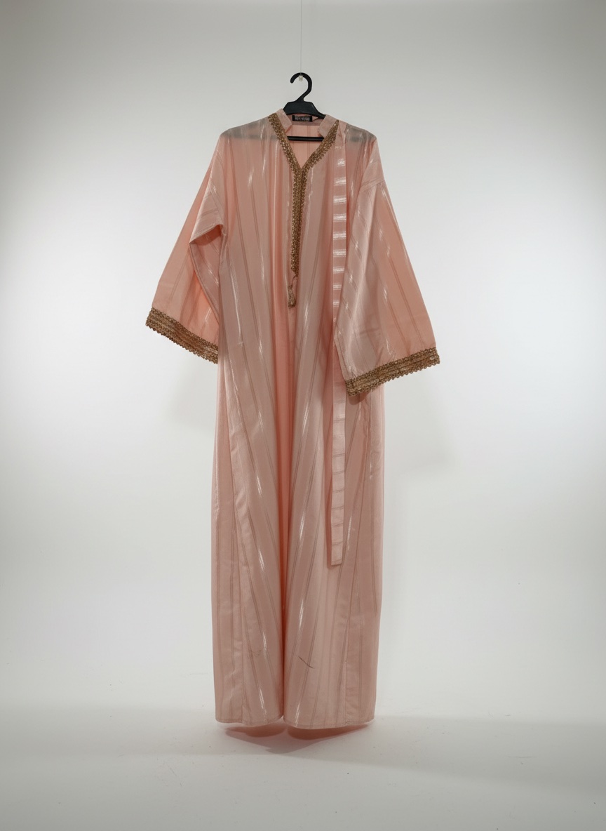 Robe style caftan rose poudré taille standar