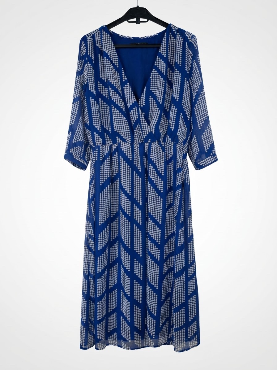 Robe longue fluide bleu et blanche akoze 