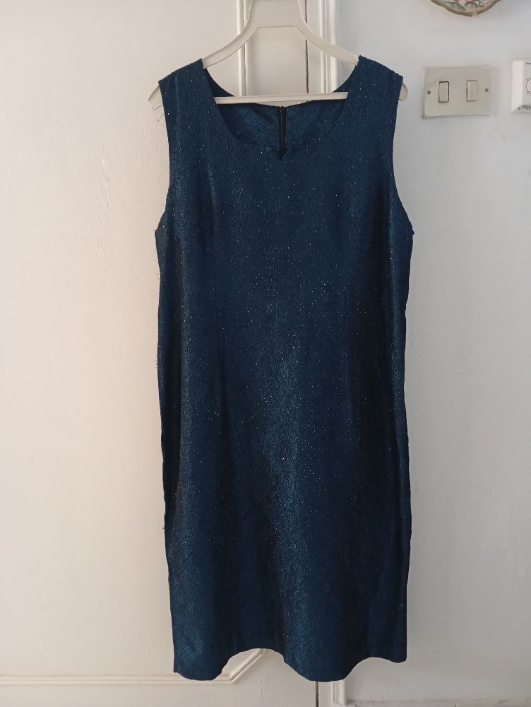 Robe cocktail bleu pailleté