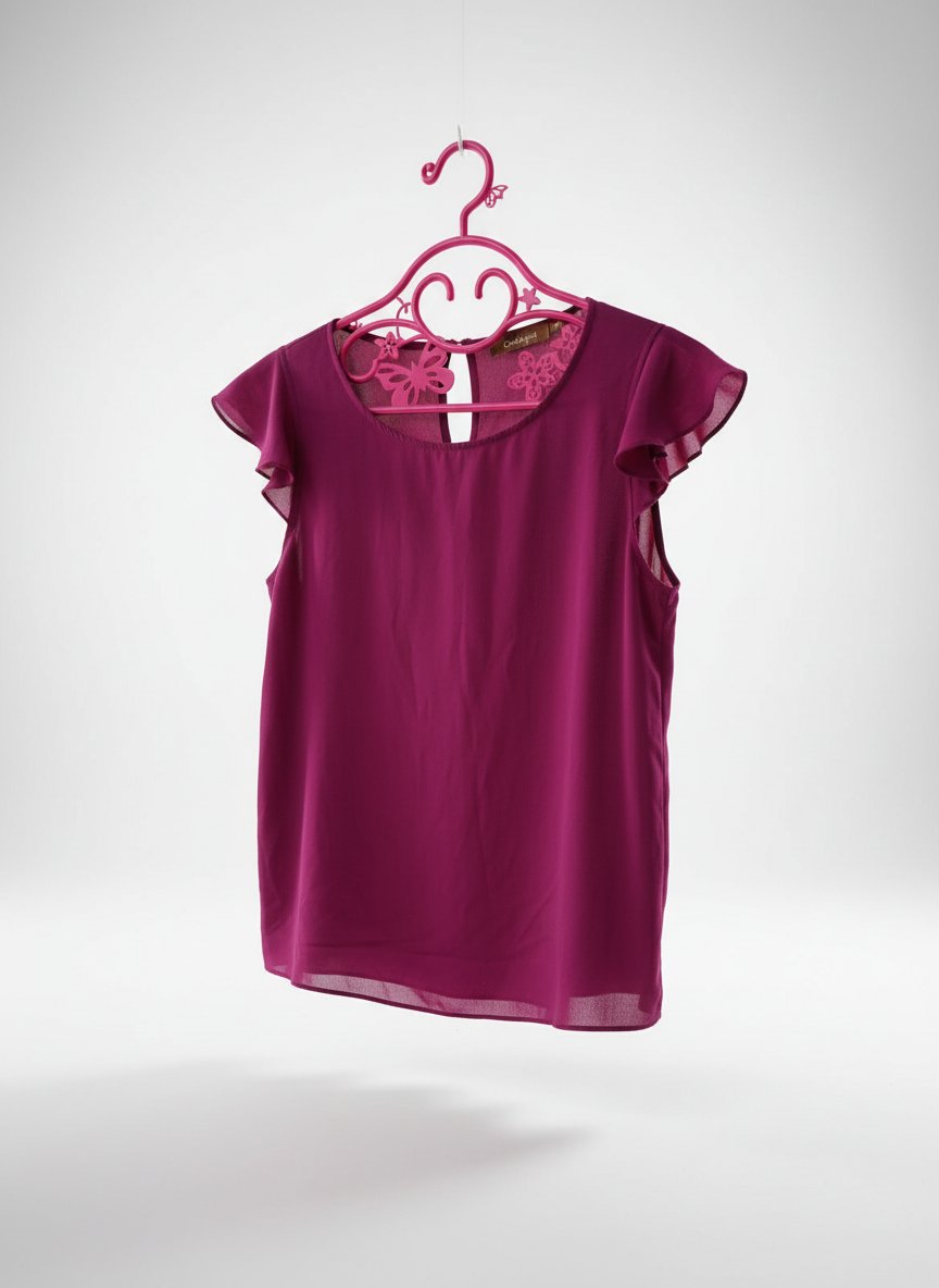 Blouse prune élégante sans manches avec volants
