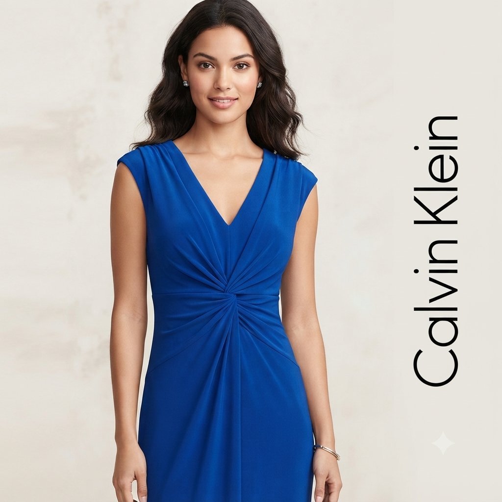 Robe 👗 avec détail drapé et nœud torsadé sur le devant.