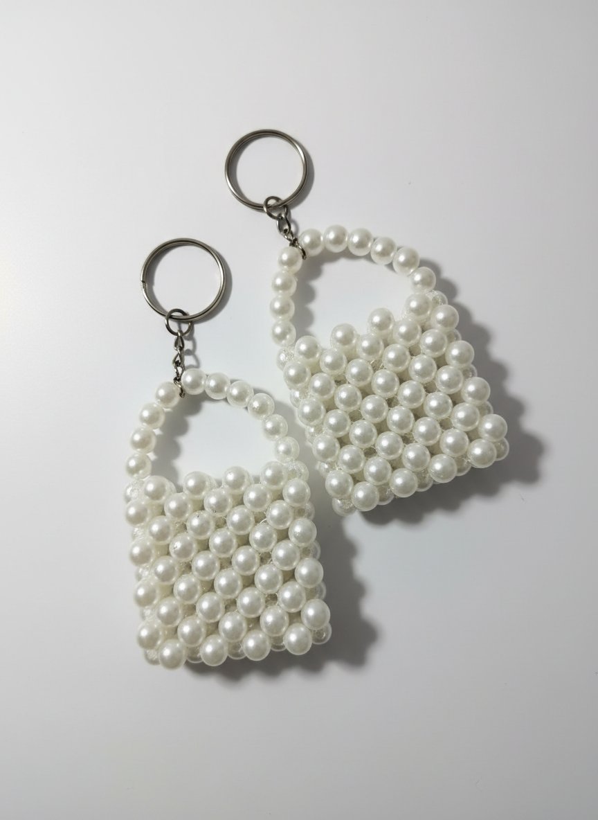 2 Mini porte-clés sac à main en perles nacrées fait main