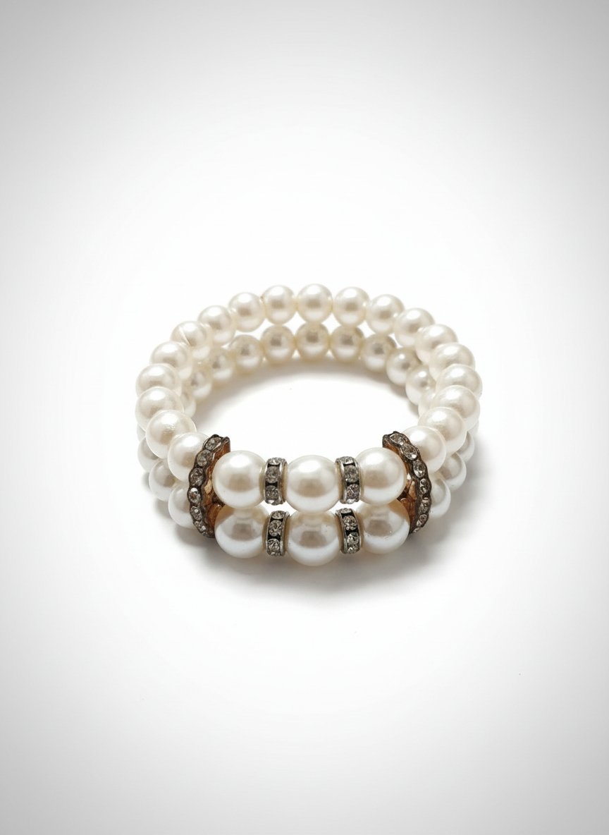 Bracelet double rang perles nacrées et strass