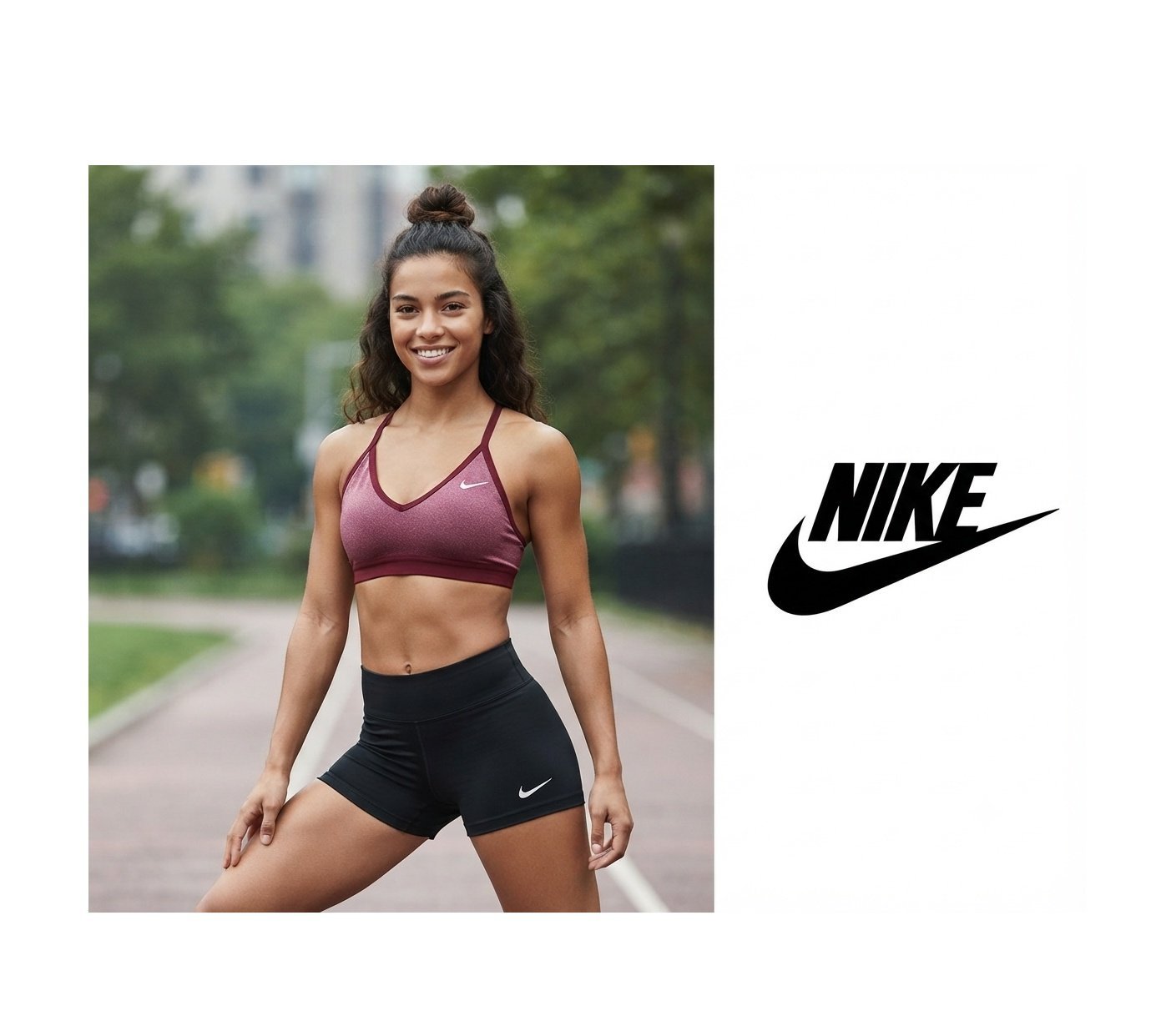 Brassière de sport Nike de couleur bordeaux ou mauve chiné