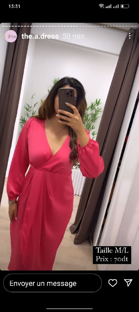 Robe satin rose fushia ♥️♥️👗♥️♥️