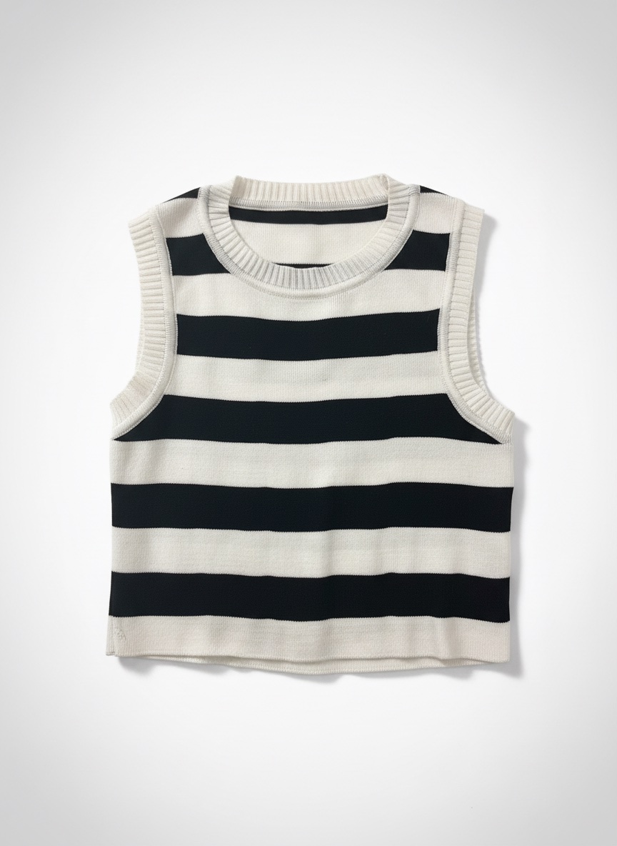     Top à rayures noires et blanches 
