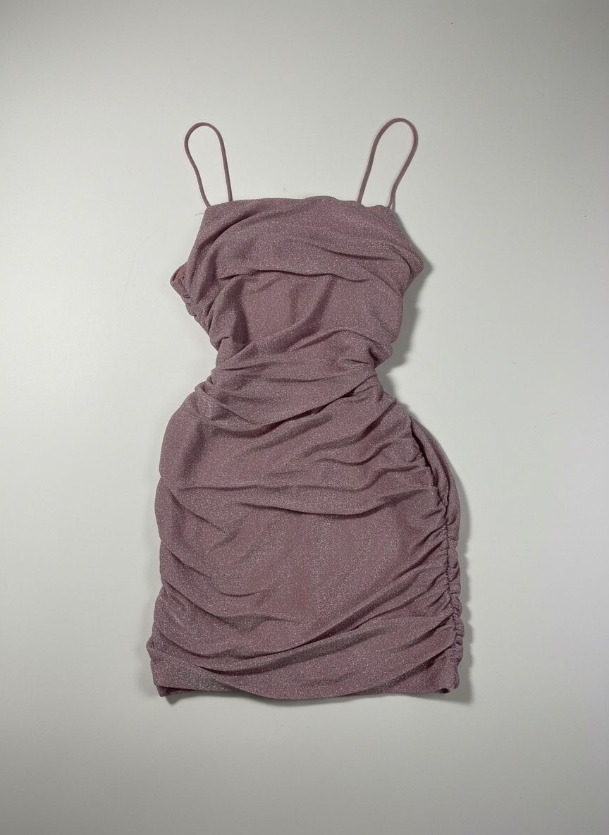Glittery pink bodycon dress / robe mini rose