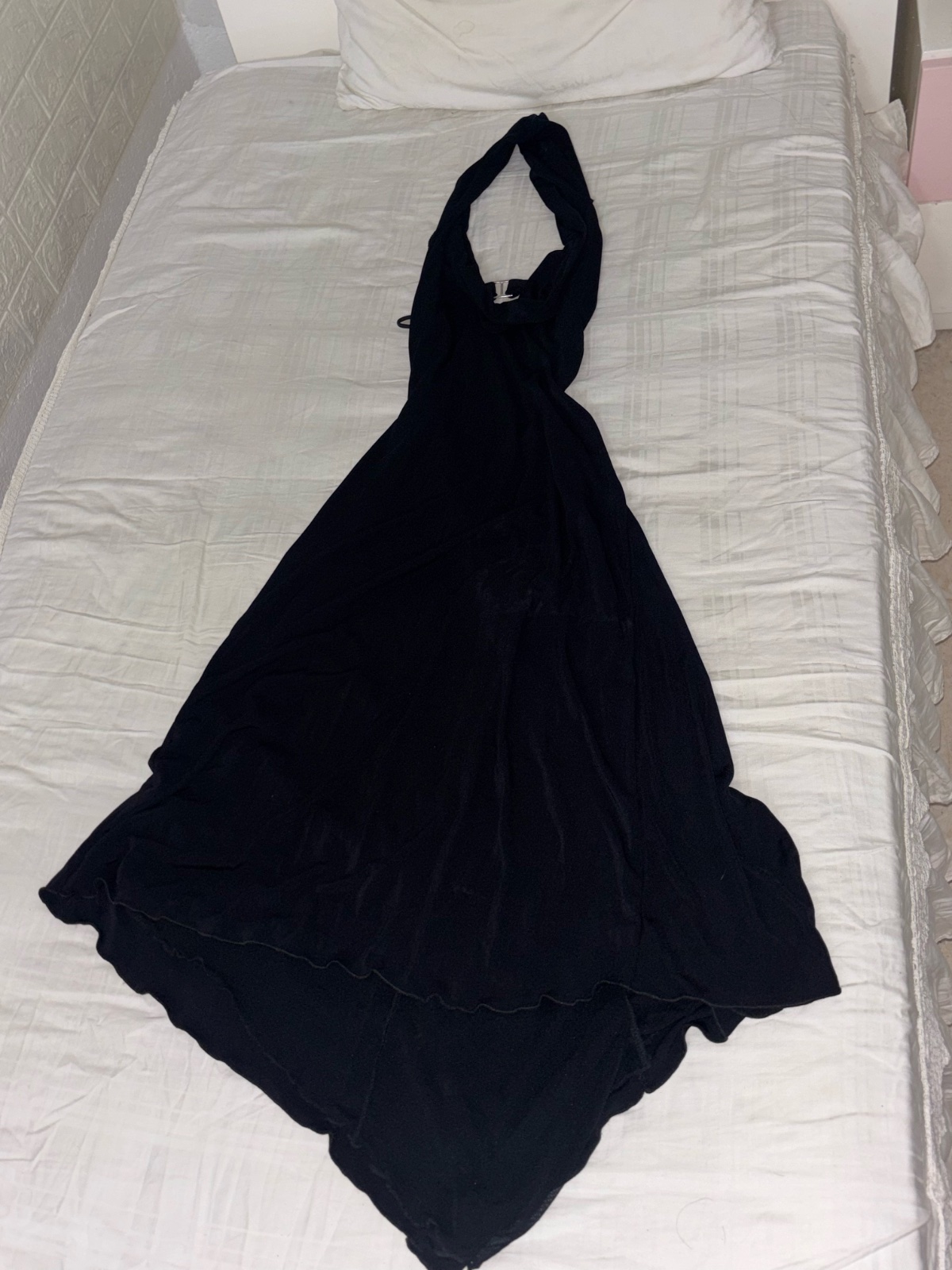 Backless asymmetrical black dress