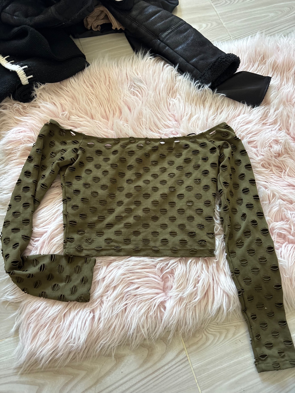 Grunge olive top