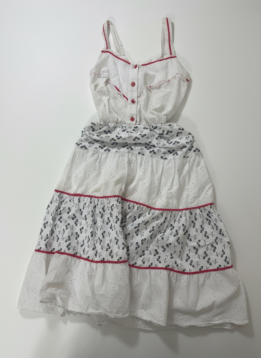 Robe midi coquette rouge et blanc  