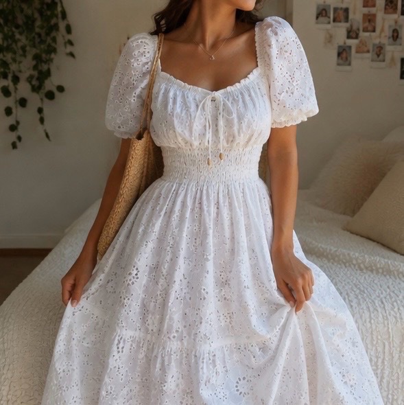 Robe cottagecore elastique  qualité tayara