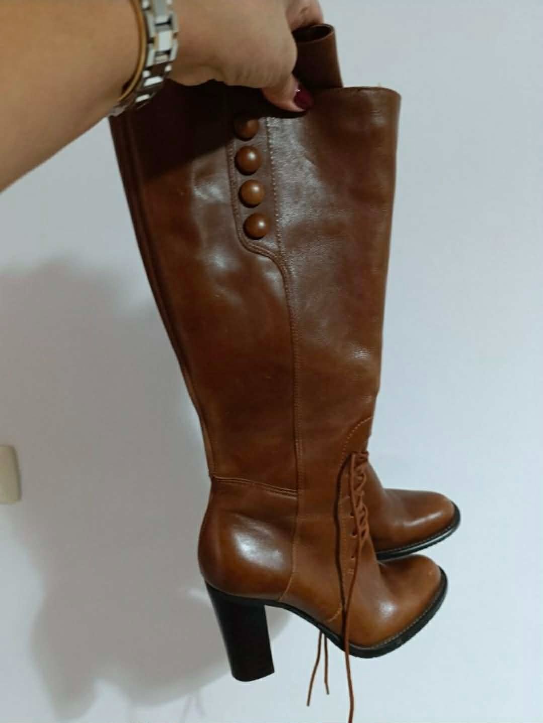   Bottes camel/marron clair en cuir pointure 36