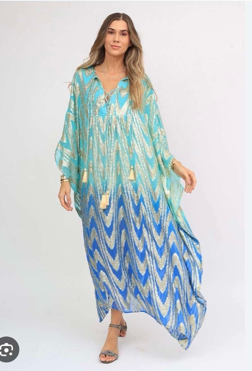 Robe bleu et vert doreé
