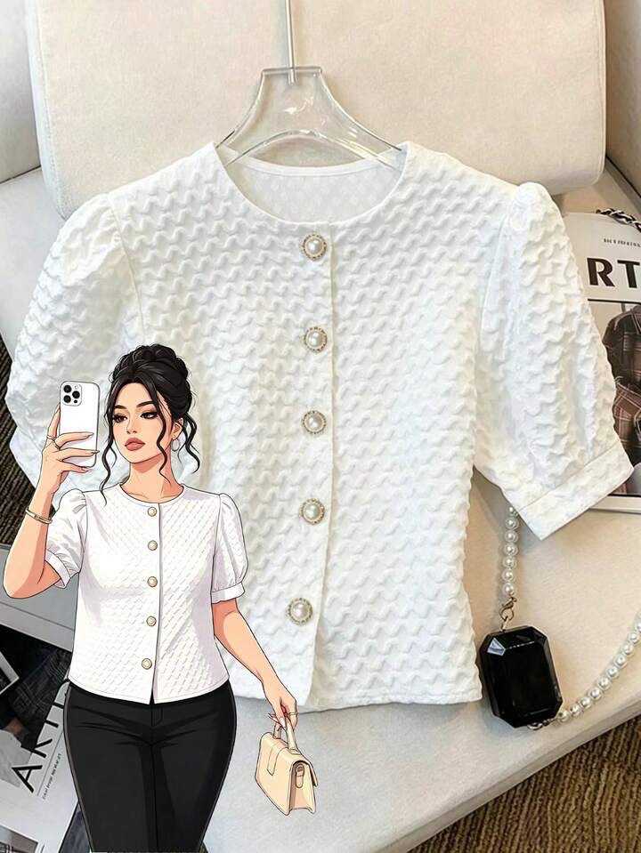 Chemise Élégante à Manches Bouffantes